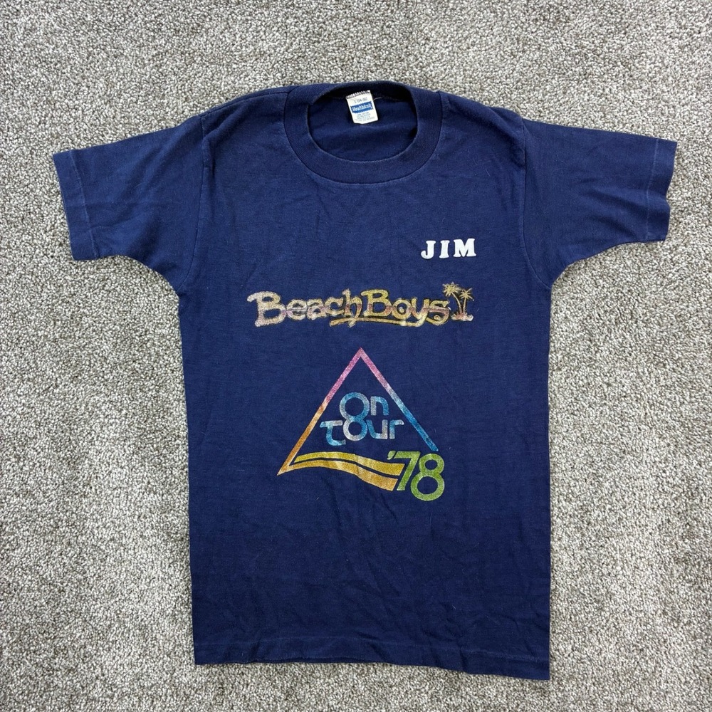 Vintage 1978 Beach Boys Shirt Mens Small Blue Concert Tour Band Healthknit